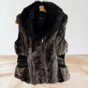 Outdoor Edition by Parkhurst Faux Fur Vest Size Small Full Zip Faux Mink Collar